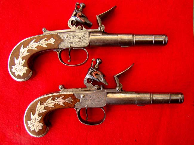 Fine Pair of English Flintlock Box-Lock Pistols by Durs Egg, London, Circa 1780